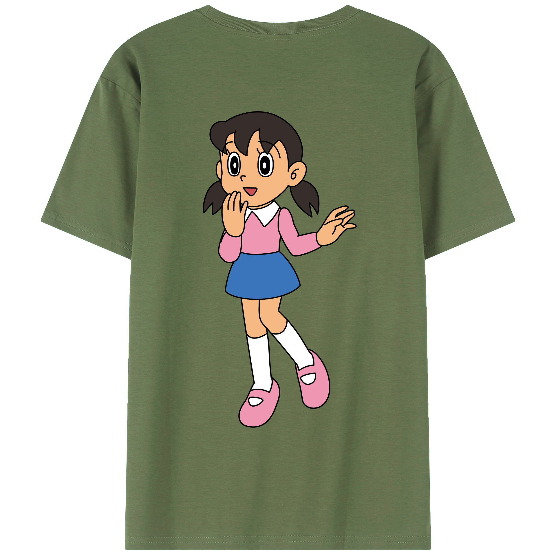 （画像用） ドラえもん みなもと しずか Doraemon Shizuka Minamoto 綿100％ メンズ半袖Tシャツ（バックプリント） 通気性